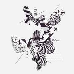 Composition of decorative geometric elements. Abstract vector illustration