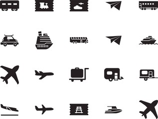 holiday vector icon set such as: traffic, vessel, bus, cart, school, trolley, icons, briefcase, camper, automobile, family, hotel, roof, action, landing, public, aeroplane, pictogram, box, activity