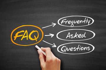 FAQ - Frequently Asked Questions acronym on blackboard, business concept background