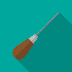 Caning awl with wooden handle.