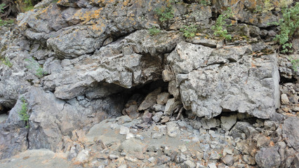 stone bank of the Katun river in the Altai mountains