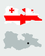 Contour of Georgia in grey and in flag colors; without Abkhazia and South Ossetia