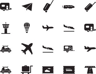 Obraz premium holiday vector icon set such as: railroad, bullet, navigation, template, mail, subway, up, pictogram, basket, passenger, airship, briefcase, delivery, architecture, way, fun, stripe, company, motion