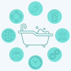 Bathtub vector icon sign symbol