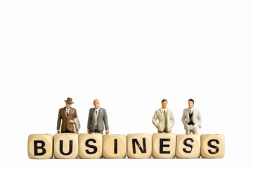 Model toy business people mans on whtie background, Isolate business figure for used in business concept 