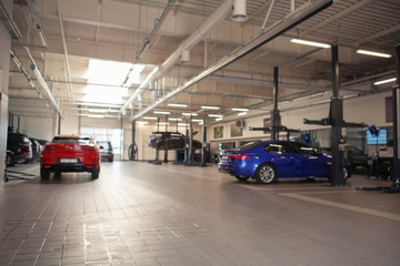 Blurred car service station background