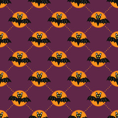 Cute Halloween bat. Seamless vector illustration with funny characters