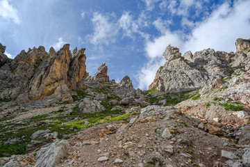 Dolomites landscape, rocks and mountains in the UNESCO list in South Tyrol in Italy.