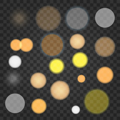 Bokeh collection vector set on transaprent background