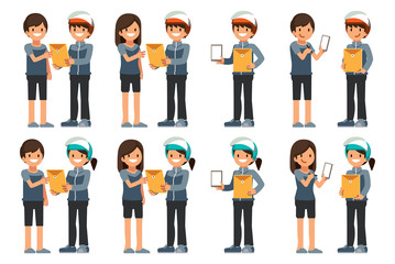 Delivery staff deliver document to customers at home. (Character Ratio 1:4)