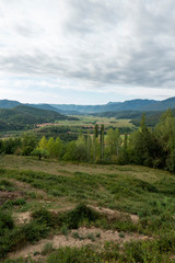 Fototapeta na wymiar Road between Olot and Ripoll in the Catalan Pyrenees