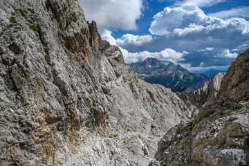 Fototapeta na wymiar Dolomites landscape, rocks and mountains in the UNESCO list in South Tyrol in Italy.