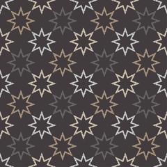 Ornament of Eight-pointed Stars. Seamless vector background. Mosaic of ethnic figures. Hand drawing. Can be used for wallpaper, textile, invitation card, wrapping, web page background.