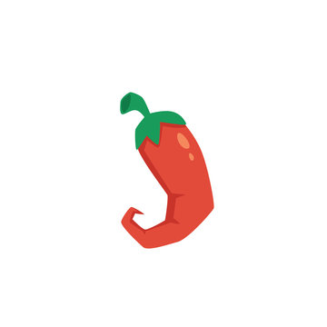 Cartoon red chili pepper isolated on white background