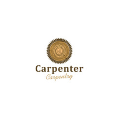 Capenter industry logo design - wood log circular saw
