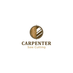 Naklejka premium Capenter industry logo design - wood log circular saw