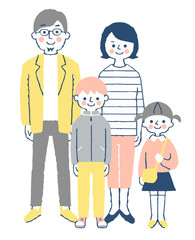 Family standing with a smile	