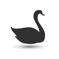 Swan black flat vector icon