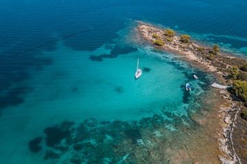 Fototapeta na wymiar Aerial view of the tropical lagoon in Aegean sea