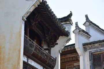 Fototapeta na wymiar The horse head wall building in Wuyuan, Jiangxi, China