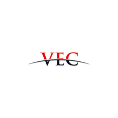 Initial letter VEC, overlapping movement swoosh horizon logo company design inspiration in red and dark blue color vector