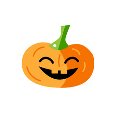 Halloween pumpkin isolated on white background. Flat style vector illustration.