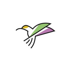 hummingbird line logo-vector design illustration 