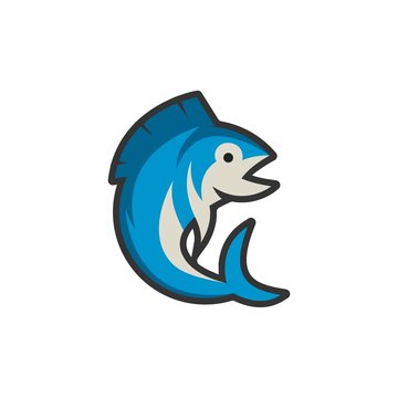 blue fish logo sign - vector illustration design