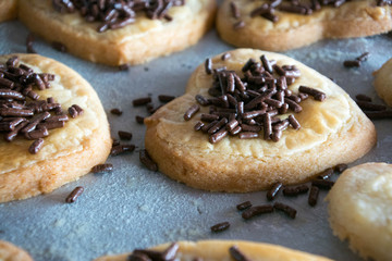 Homemade chocolate and jam cookies