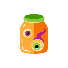 Pot with eyes. Vector illustration isolated on white background. Flat style vector illustration.