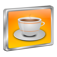 Button with a Cup of Coffee - 3D illustration