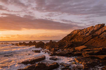 beautiful sunset on the beach of Azkorri, Biscay