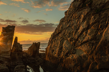 beautiful sunset on the beach of Azkorri, Biscay
