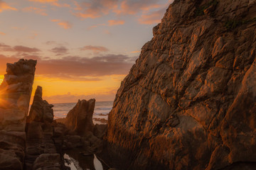 beautiful sunset on the beach of Azkorri, Biscay