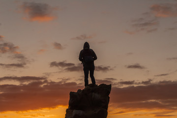 beautiful sunset on the beach of Azkorri, Biscay