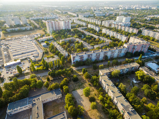 Aerial view to residential area in Kharkiv, Ukraine