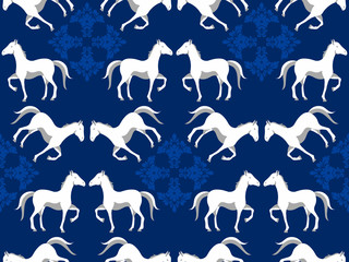 Horse print background. Seamless damask pattern with animal