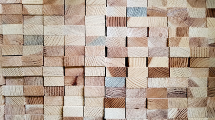 Wood texture background. Lumber industrial wood texture. End end made from machined wooden beam. Glued pine timber beams for wooden windows closeup