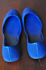 Blue pump shoes.