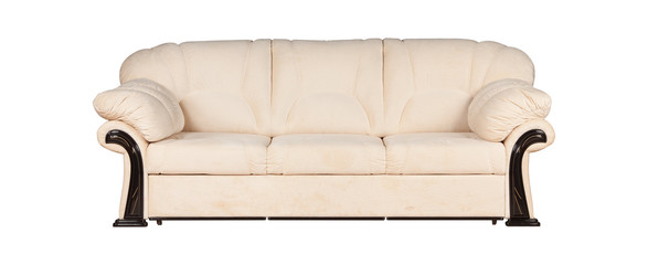 Beige sofa isolated on white background