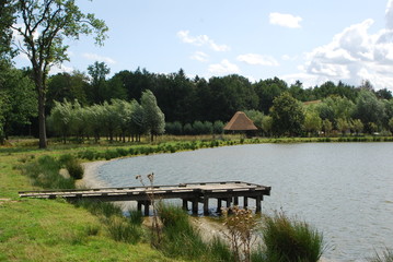 Wooden pier on lake