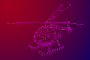 Helicopter aircraft vehicle. Wireframe low poly mesh vector illustration.