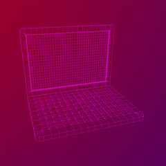 Laptop Abstract Mesh Background. Design computer. Wireframe low poly mesh vector illustration
