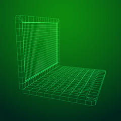 Laptop Abstract Mesh Background. Design computer. Wireframe low poly mesh vector illustration