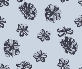Seamless floral pattern with roses hand drawing decorative background. Vector Illustration. Print for textile, cloth, wallpaper, scrapbooking