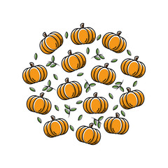 pumpkin circle background vector with flat icon design