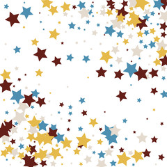 Festive color star confetti background. Abstract square confetti texture for holiday, postcard, poster, website, carnivals, birthday and children's parties. Cover confetti mock-up. Wedding star layout