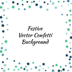 Festive color star confetti background. Abstract square confetti texture for holiday, postcard, poster, website, carnivals, birthday and children's parties. Cover confetti mock-up. Wedding star layout