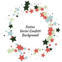Festive color star confetti background. Abstract square confetti texture for holiday, postcard, poster, website, carnivals, birthday and children's parties. Cover confetti mock-up. Wedding star layout