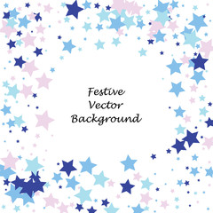 Festive color star confetti background. Abstract square confetti texture for holiday, postcard, poster, website, carnivals, birthday and children's parties. Cover confetti mock-up. Wedding star layout